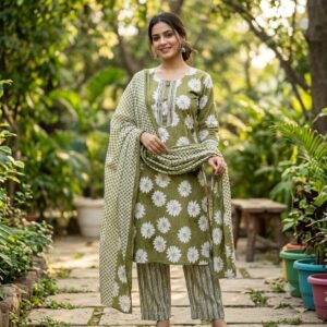 3-Piece Straight Kurta Pant Suit Set with Dupatta