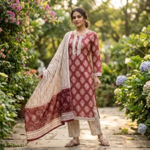 3-Piece Straight Kurta Pant Suit Set with Dupatta